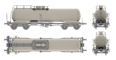rail tank oil isolated on white 3d rendering