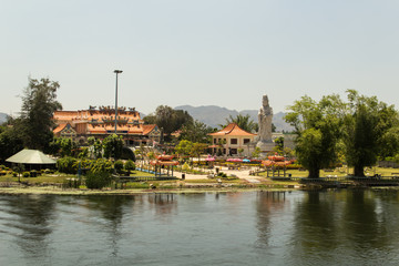 Buddhist temple on kwai river, Kanchanaburi, Thailand