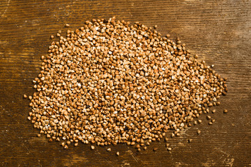 Buckwheat on top of a wooden table