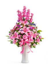 Artificial flower bouquet in ceramic vase