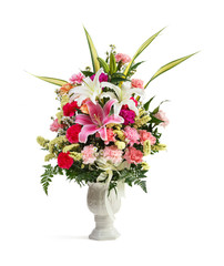 Natural flower bouquet in ceramic vase