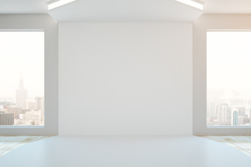Fototapeta na wymiar Interior with blank wall
