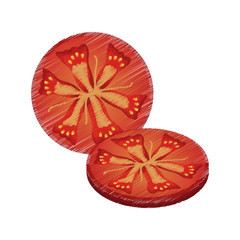 sliced tomato vegetable colorful icon image vector illustration design 