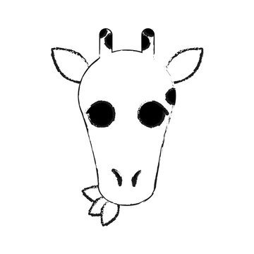 giraffe eating leaves cute animal cartoon icon image vector illustration design 
