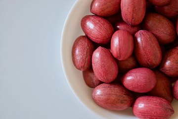 Plate of red pecans