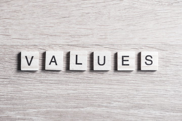 Values word of wooden elements