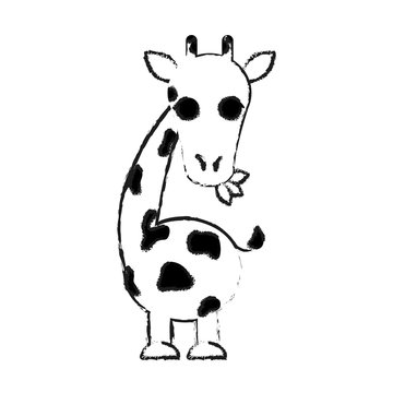 giraffe eating leaves cute animal cartoon icon image vector illustration design 