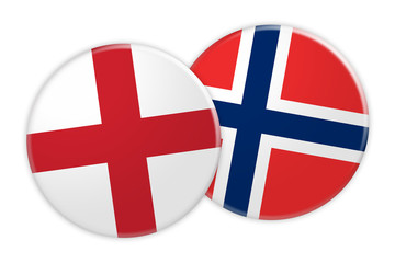 Fototapeta premium News Concept: England Flag Button On Norway Flag Button, 3d illustration on white background