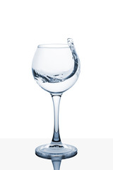 Water splashing out of a tall wine glass