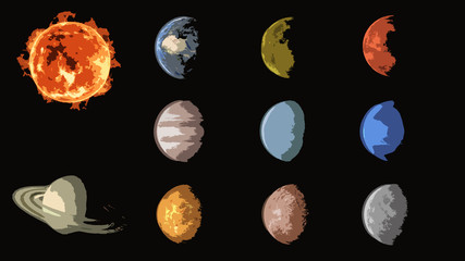 planets comic collection, solar system © mkarco