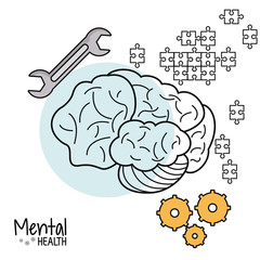mental health brain gear puzzle tool vector illustration eps 10