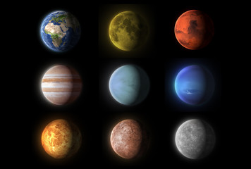 Obraz na płótnie Canvas colorful planets collection