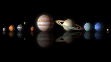 planets of the solar system isolated on black © mkarco