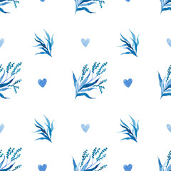 Hand painted watercolor leaves seamless floral pattern vector background. leaf pattern. spring and summer vector pattern