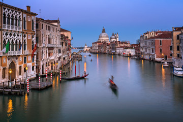 Obraz premium Grand Canal and Santa Maria della Salute Church in the Evening, Venice, Italy