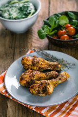 Chicken legs on plate