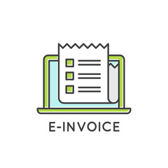 Vector Icon Style Illustration Concept of Electronic E-Invoice Mail Paper Inbox, Mobile Netbank Payment, Confirmation, Receipt, Transaction