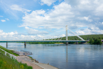 Fototapeta na wymiar Candle Stick Bridge in Rovaniemi, Finland Suomi