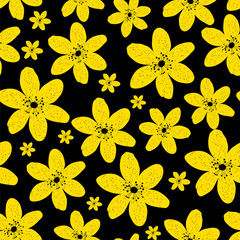 Abstract Natural Seamless Pattern Background with Yellow Flowers