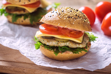 Close-up of home made burgers