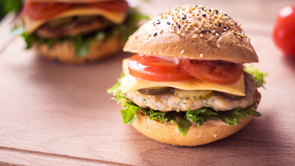Close-up of home made burgers