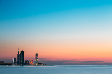 Batumi, Adjara, Georgia. Sunset Or Sunrise. Bright Evening Sky I