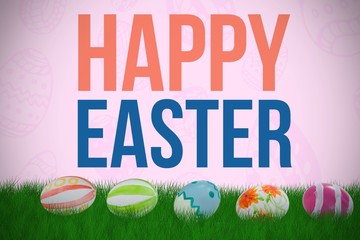 Composite image of colorful easter eggs arranged side by side