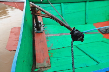 Rudder of slowboat-Nam Ou river pier. Muang Khua-Phongsali province-Laos. 3820