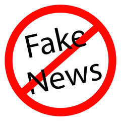 illustration of a red stop Fake News sign