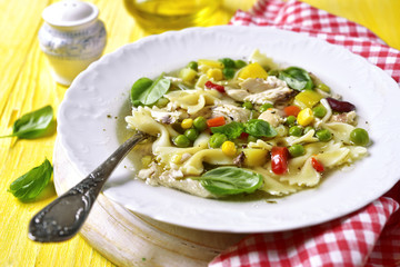 Vegetable soup with chicken.