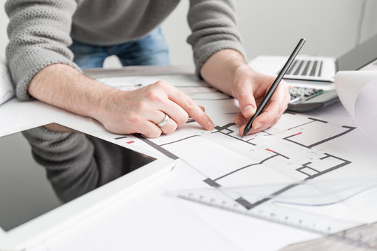 architect architecture drawing project blueprint working design designer