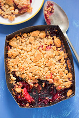 Apple, blackberry, plum crumble 