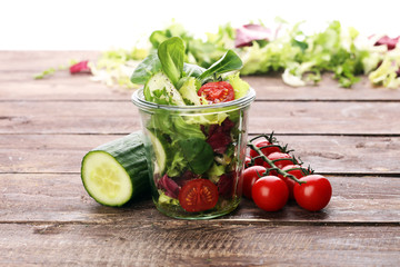 Mixed chef's salad in glass bowl