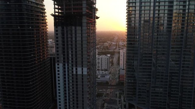 Drone footage of highrise buildings at Brickell