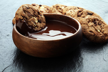 Melting chocolate / melted chocolate/ chocolate swirl and cookies
