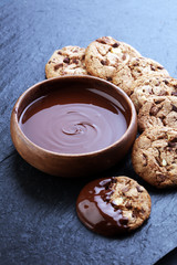 Melting chocolate / melted chocolate/ chocolate swirl and cookie