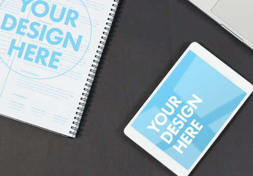 Notebook and Tablet Mockup Template