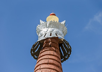 The top of the Buddhist stupas in the Leh - Tibet, Leh district, Ladakh, Himalayas, Jammu and...