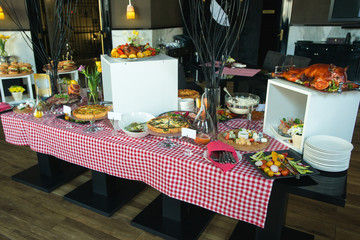 table in the restaurant served for brunch