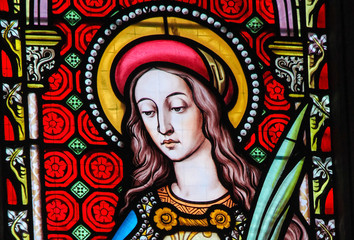 Obraz na płótnie Canvas Stained Glass - Saint Agnes of Rome