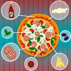 Pizza flat style vector illustration