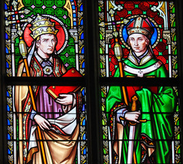 Stained Glass - Saints Pope Leo I and Eugene I