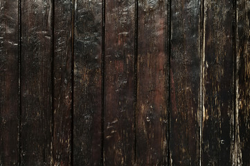 Old dark brown wooden fence background