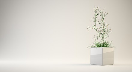 3d rendering of a flower pot for interior or conceptual design