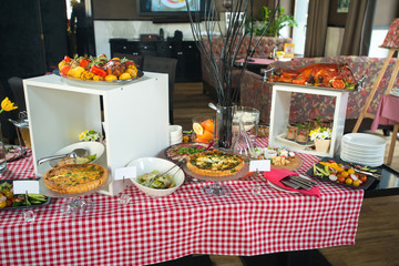 table in the restaurant served for brunch