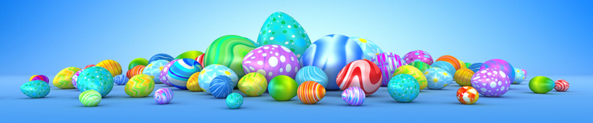 Pile of colorful Easter eggs - 3d render