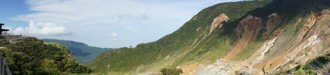 Fototapeta na wymiar Sulfur mine panoramic - Hakone (Japan)