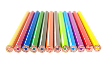 Colour pencils isolated on white background
