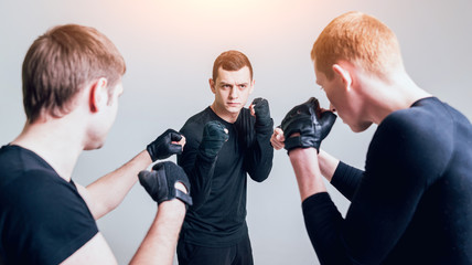 Street fighters fight against a white background.