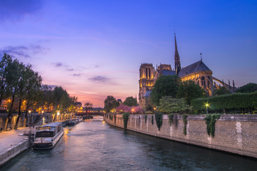 Fototapeta na wymiar Notre Dame de Paris under the april blue sky